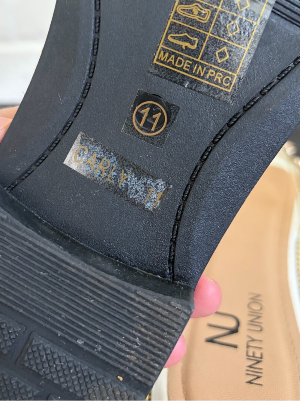 Ninety Union Studded Slides in White & Black w/ Gold Accents, SZ 11 EUC - Picture 10 of 11